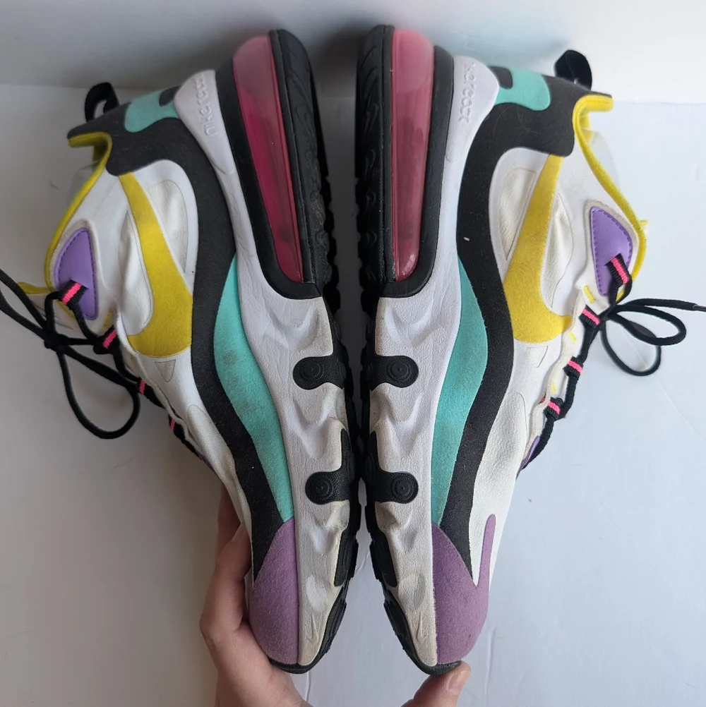 Nike Air Max 270 React — White/Purple/Yellow Men's Sneakers Size 11
